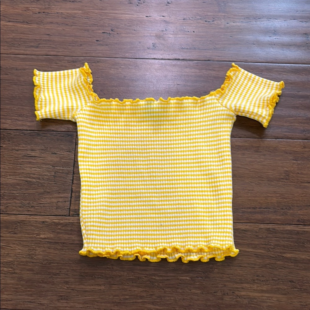 Yellow Gingham Off-Shoulder Top